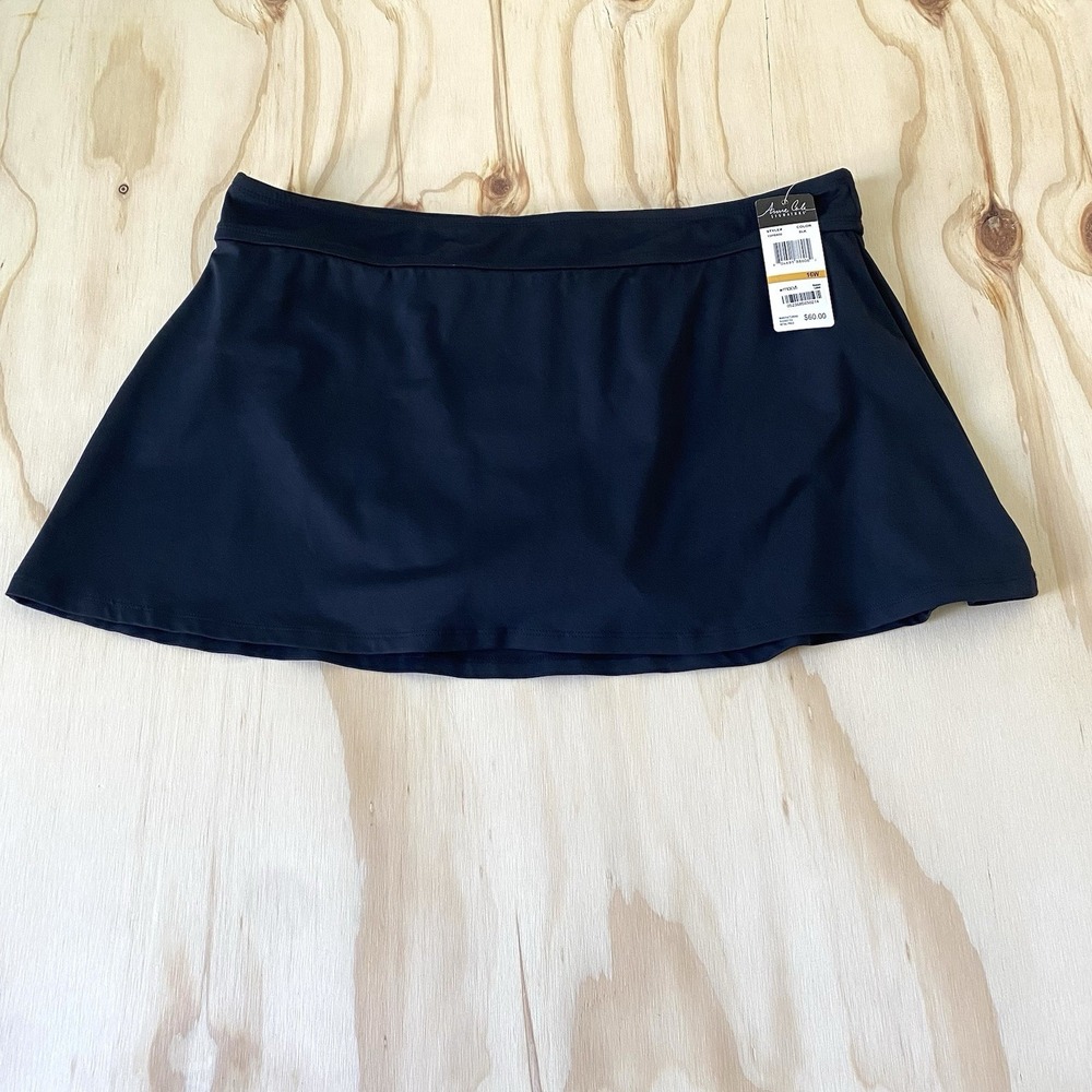 Anne Cole Signature Womens Plus Size Tankini Swim Skirt Black Color Size 16W NWT